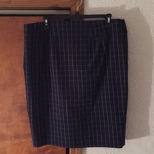 Navy Grid Pencil Skirt